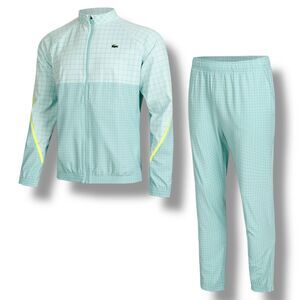 Lacoste Tracksuit Mens XL Blue Novak Djokovic Tennis Checkered Green Activewear